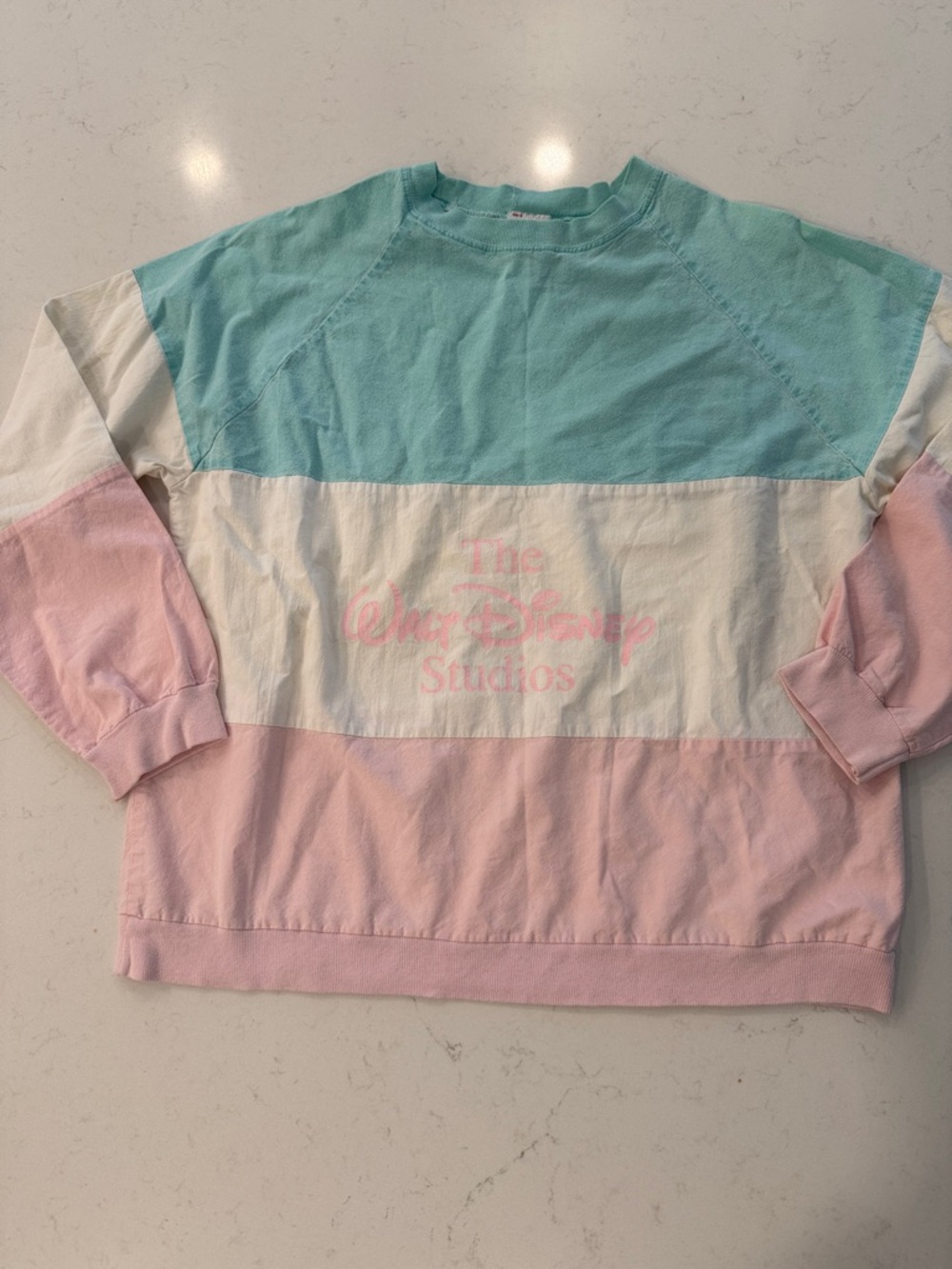 Vintage Walt Disney Studios Colour Block Sweatshirt Made In USA Small Pastel